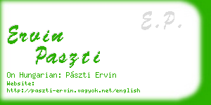 ervin paszti business card